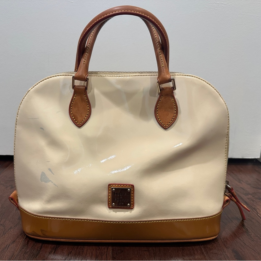 Dooney & Bourke Two-Tone Cream and Caramel Zip Zip Satchel